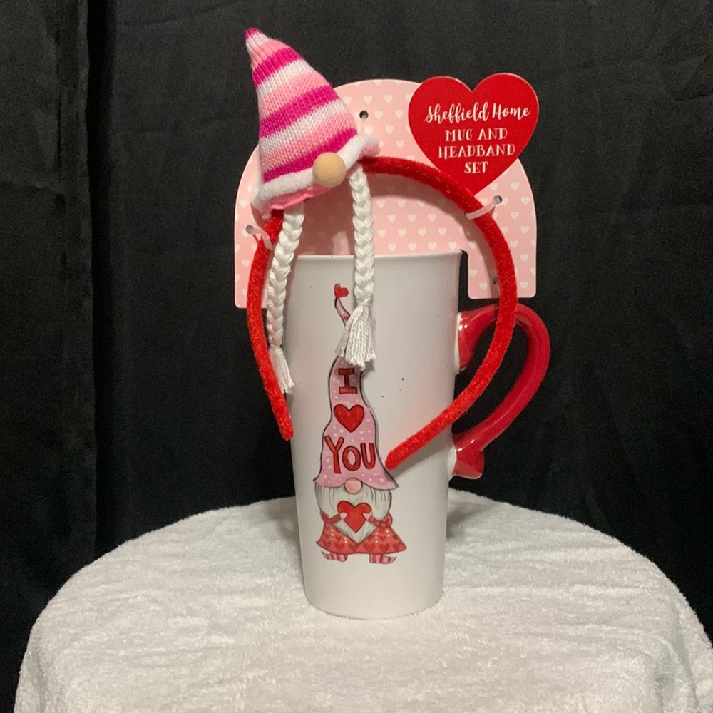 SHEFFIELD HOME- ❤️ “ I Love You “ Gnome Mug with Lid and Cute Headband Set ❤️